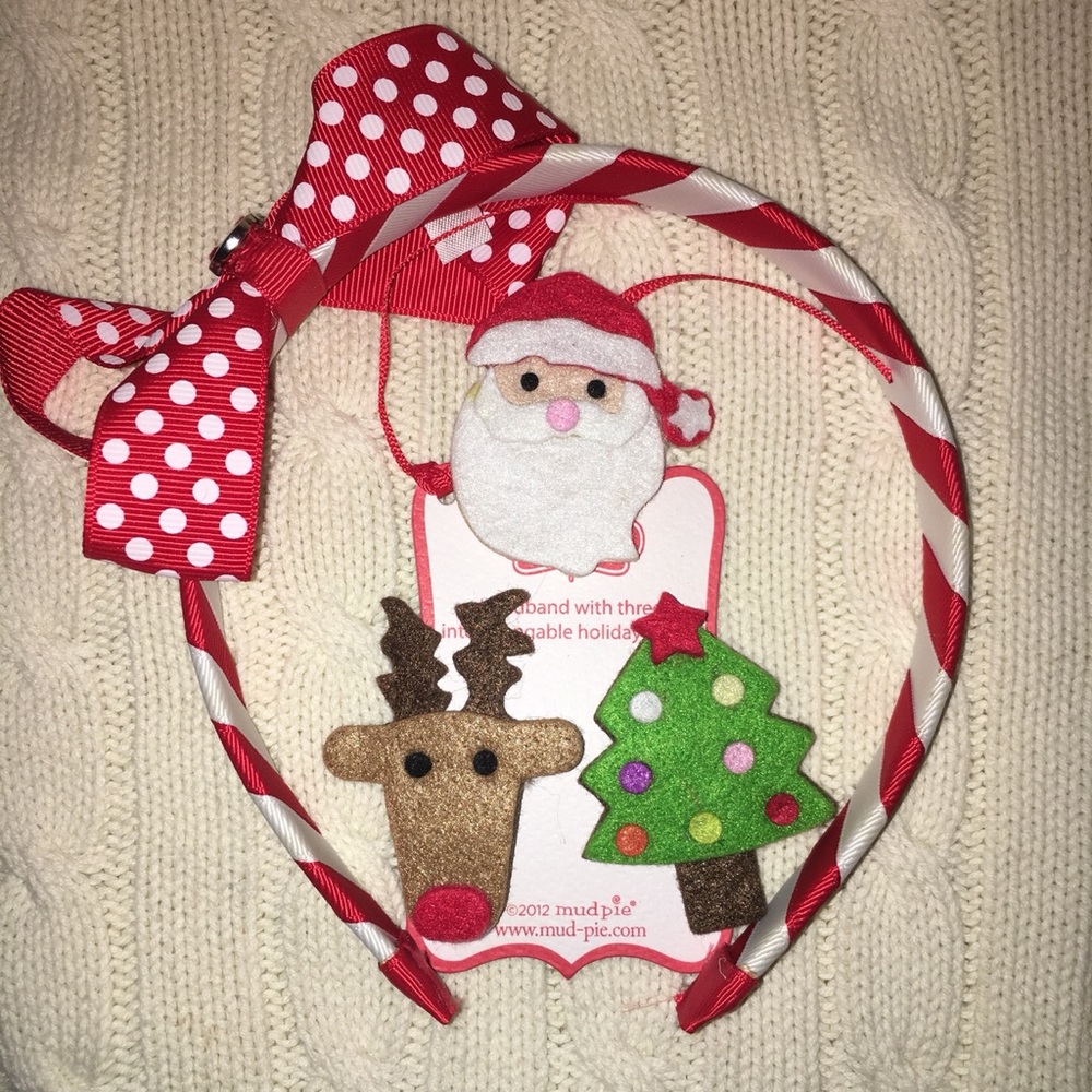 NEW Mud Pie headband Santa reindeer Tree